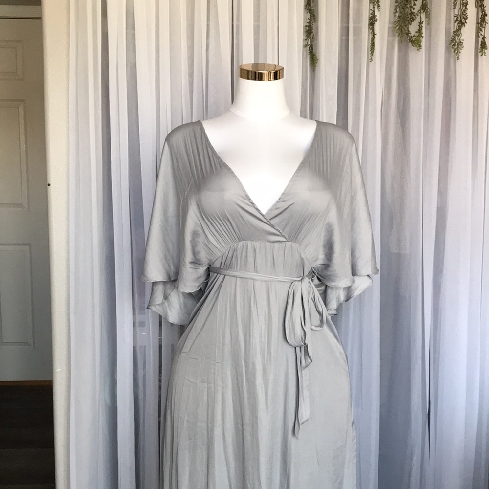 Kimono Style Sleeve Satin Side Tie Dress - NWT